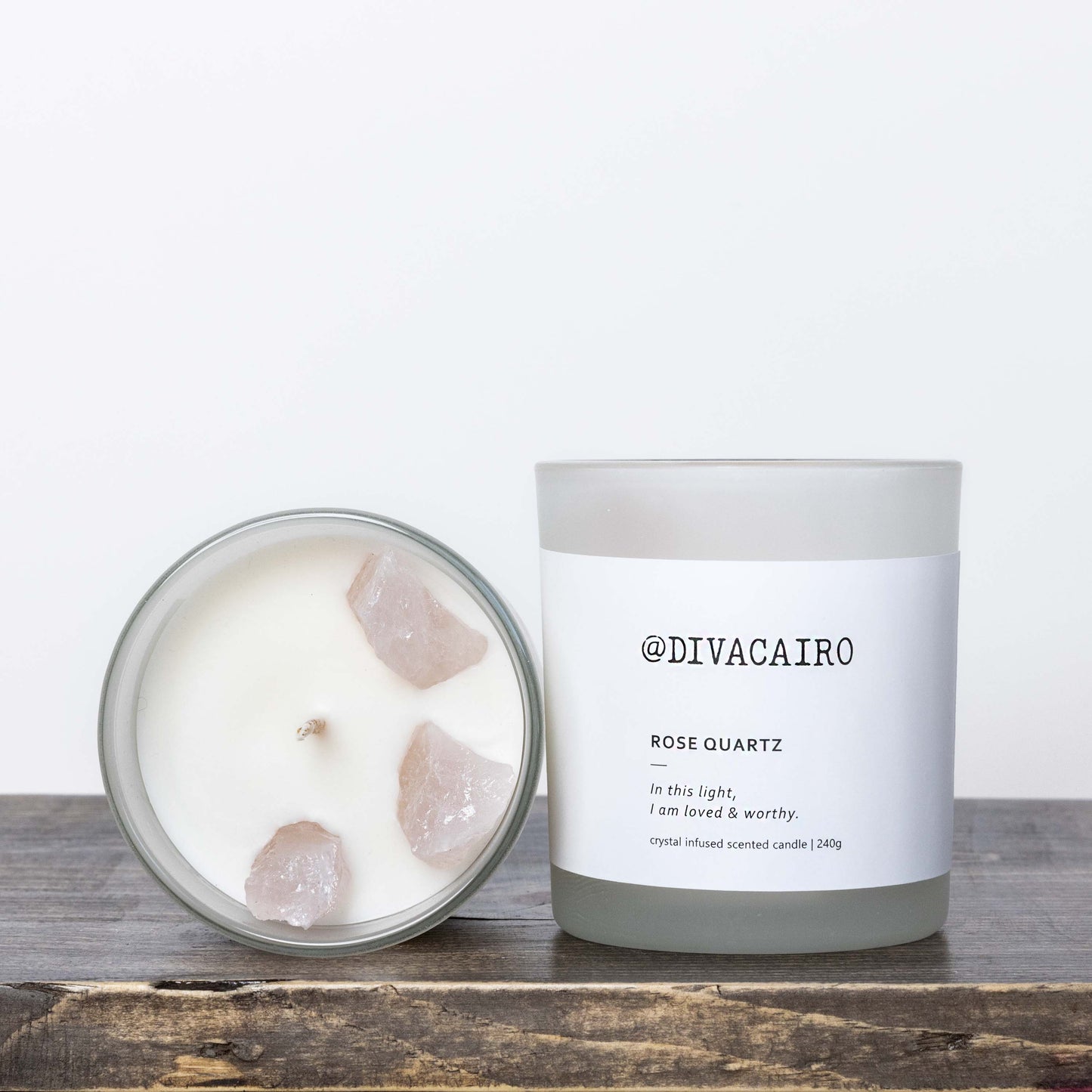 Rose Quartz Crystal Candle
