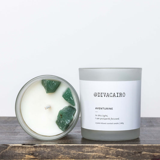 Green Aventurine Crystal Candle