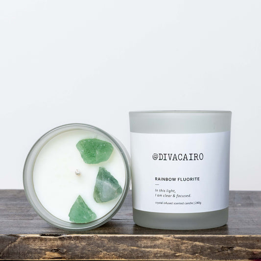 Rainbow Fluorite Crystal Candle