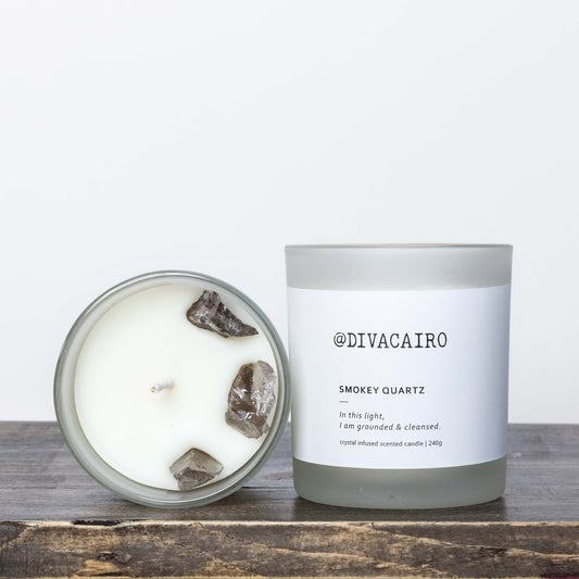 Smokey Quartz Crystal Candle